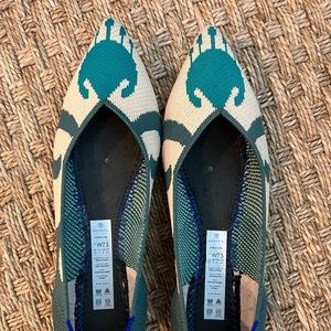 Rothy's Teal Moroccan Ikat Flats